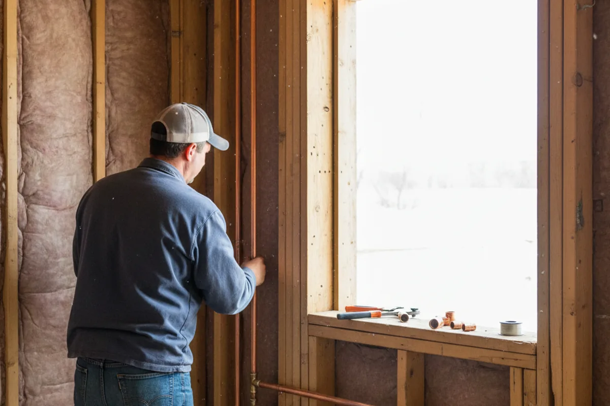 Licensed plumber running new copper supply lines in a Ellsworth home